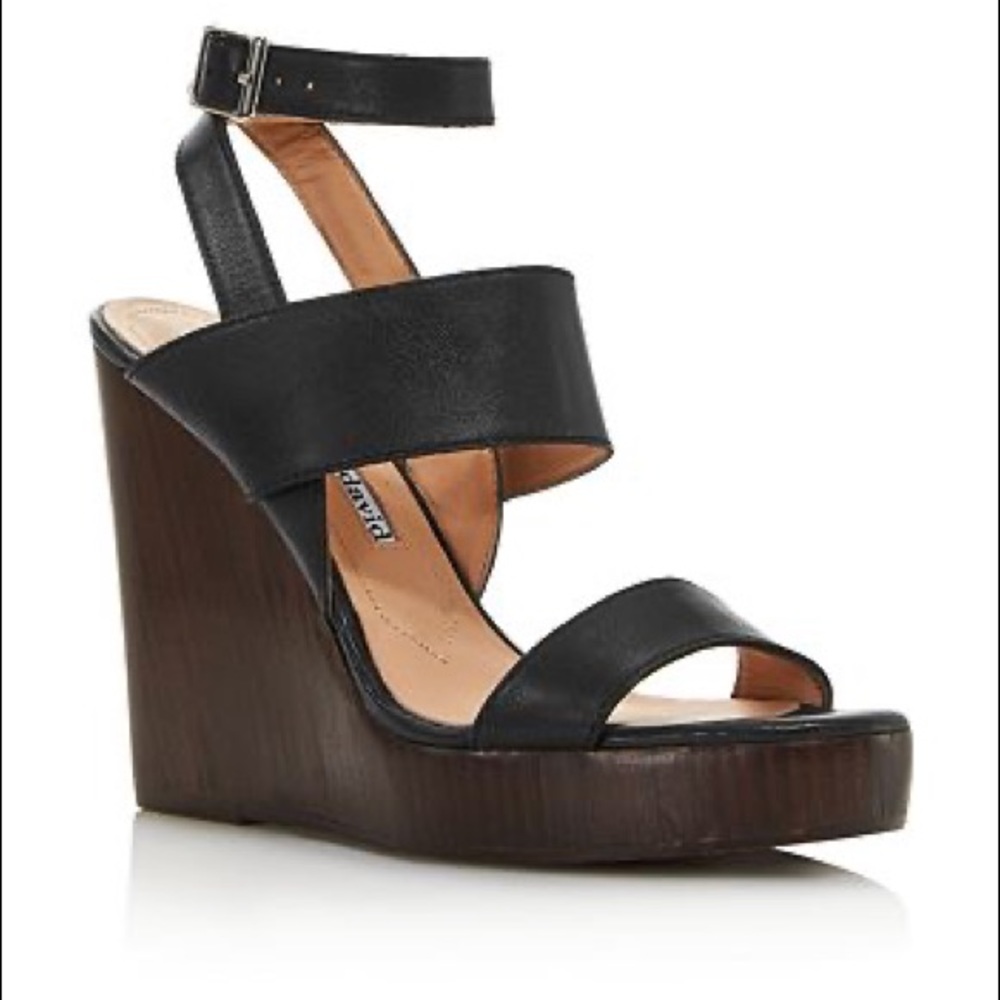 Charles David 8 Leather Platform Wedge Dress Shoes Sandals Open Toe Strappy